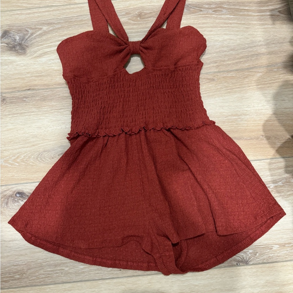 Free People Red Jumpsuit Flared Silhouette